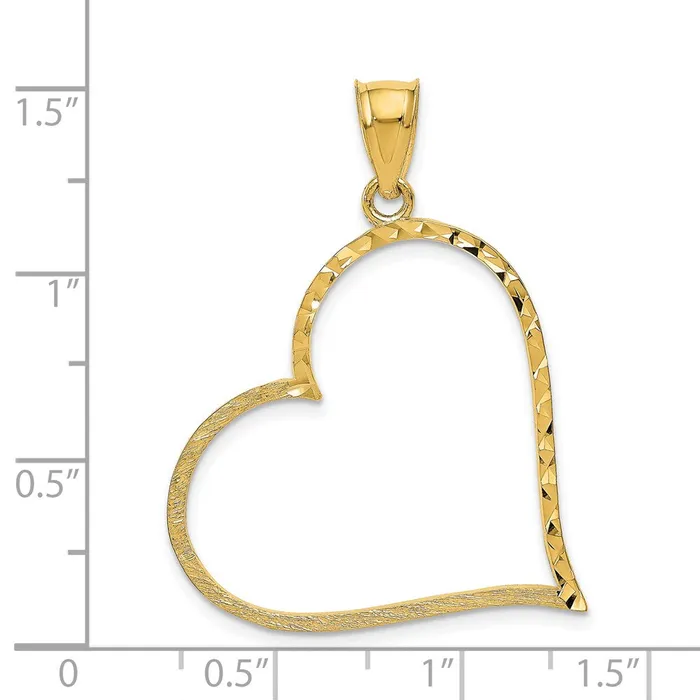 Necklaces TreasureFineJewelers 14K Satin Diamondcut Crooked Heart Pendant