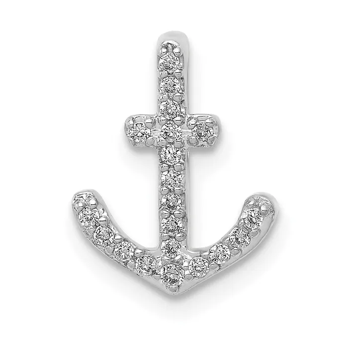 Necklaces TreasureFineJewelers 14k White Gold 110ct Diamond Anchor Chain Slide
