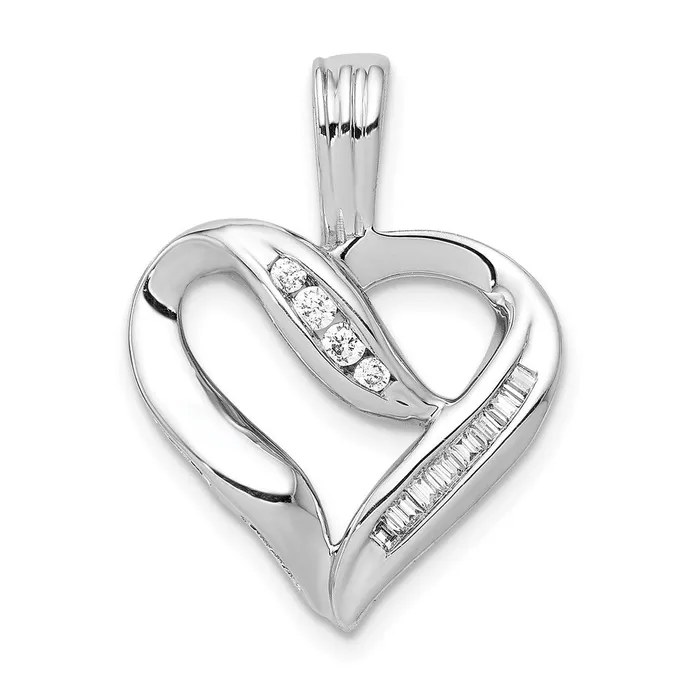 Necklaces TreasureFineJewelers 14k White Gold 18ct Diamond Heart Pendant