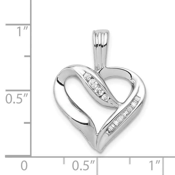 Necklaces TreasureFineJewelers 14k White Gold 18ct Diamond Heart Pendant