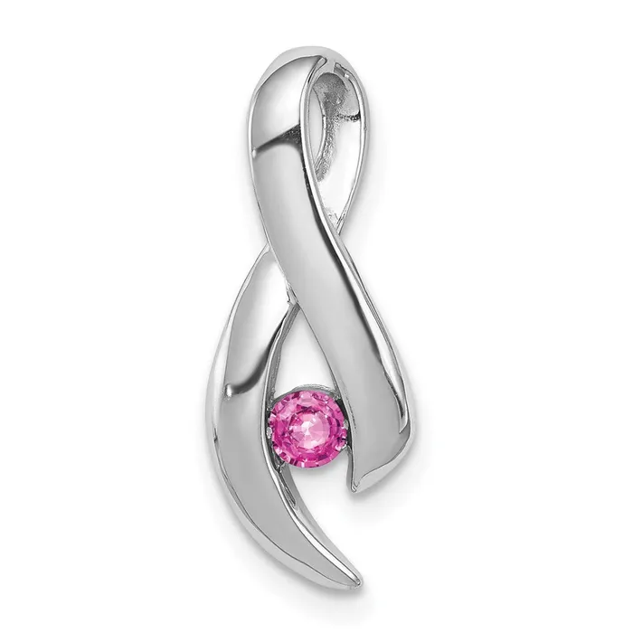 Necklaces TreasureFineJewelers 14k White Gold 3mm Pink Sapphire pendant