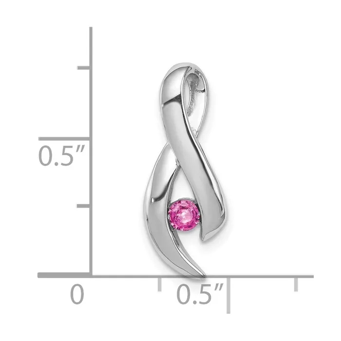 Necklaces TreasureFineJewelers 14k White Gold 3mm Pink Sapphire pendant