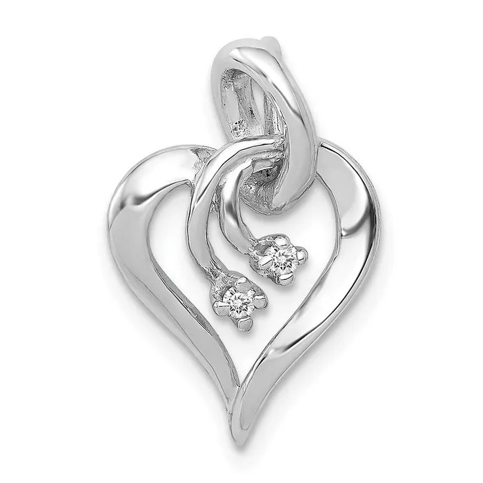 Necklaces TreasureFineJewelers 14k White Gold AA Diamond Fancy Heart Pendant Necklaces TreasureFineJewelers 14k White Gold AA Diamond Fancy Heart Pendant