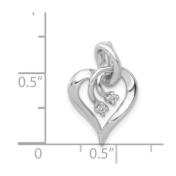 Necklaces TreasureFineJewelers 14k White Gold AA Diamond Fancy Heart Pendant