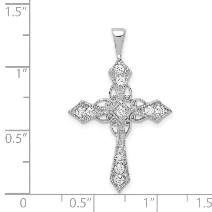 Necklaces TreasureFineJewelers 14k White Gold AA Diamond Passion Cross pendant