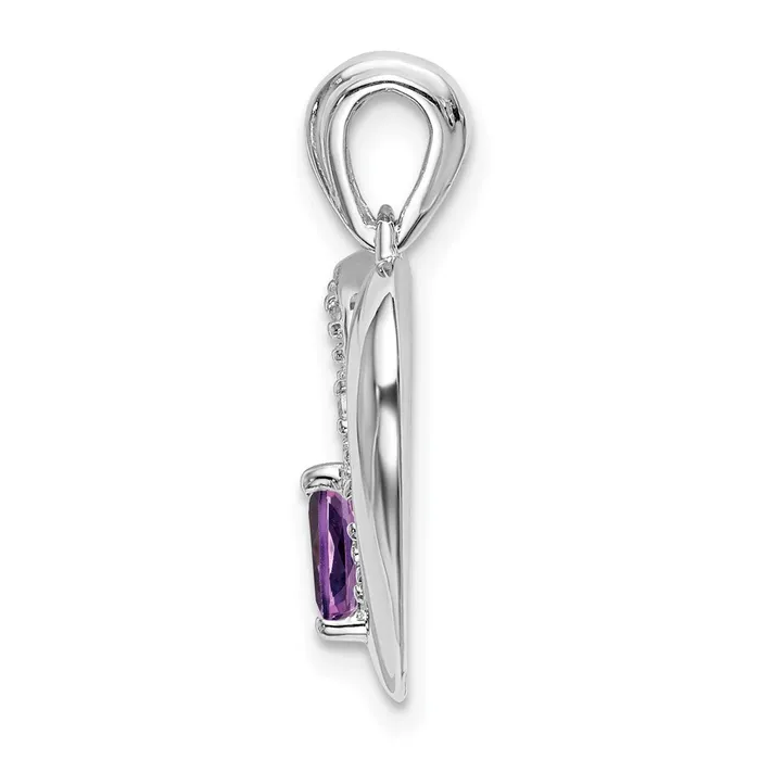 Necklaces TreasureFineJewelers 14k White Gold Amethyst and Diamond Heart Pendant