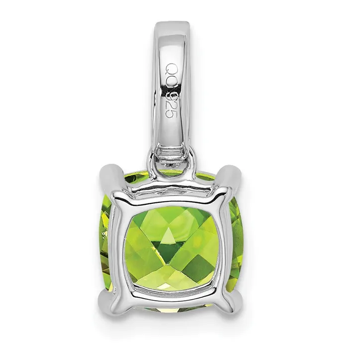 Necklaces TreasureFineJewelers 14k White Gold Cushion Peridot and Diamond Pendant