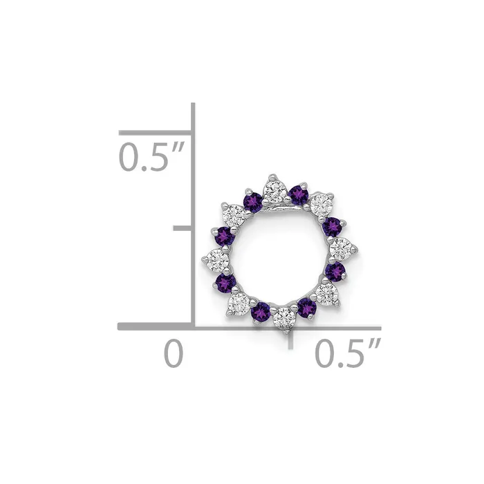 Necklaces TreasureFineJewelers 14k White Gold Diamond and 08 Amethyst Fancy Circle Chain Slide