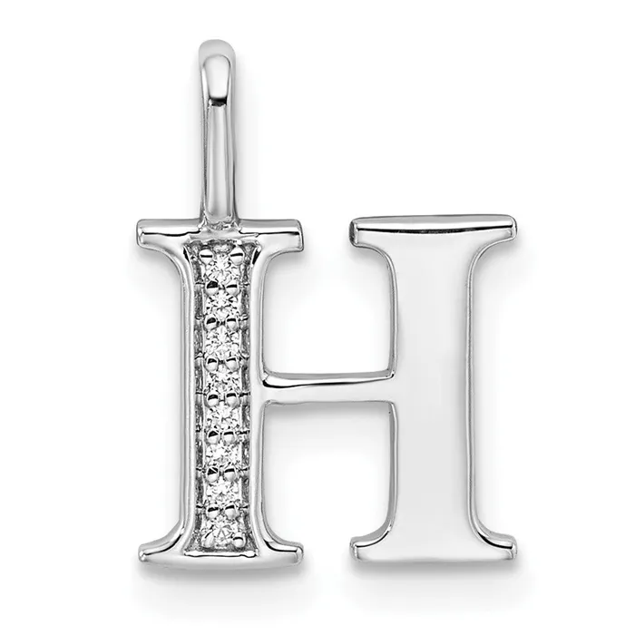 Necklaces TreasureFineJewelers 14K White Gold Diamond Letter H Initial Pendant Necklaces TreasureFineJewelers 14K White Gold Diamond Letter H Initial Pendant