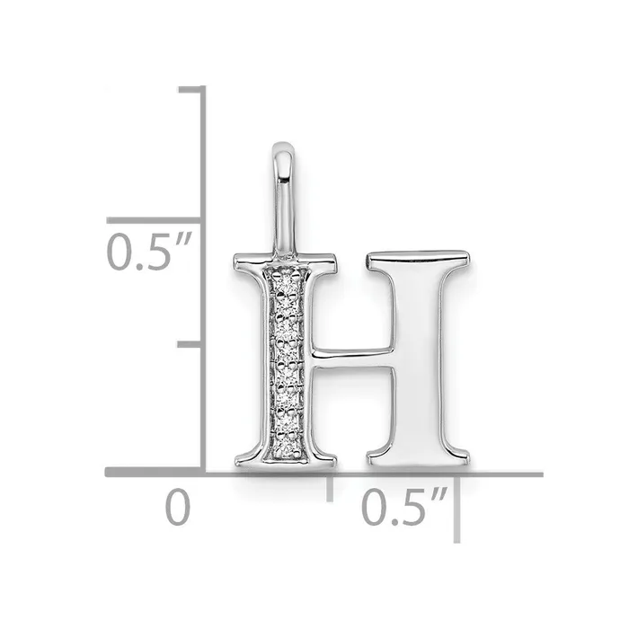 Necklaces TreasureFineJewelers 14K White Gold Diamond Letter H Initial Pendant
