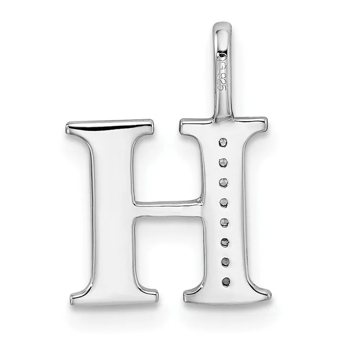 Necklaces TreasureFineJewelers 14K White Gold Diamond Letter H Initial Pendant