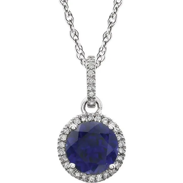 Necklaces TreasureFineJewelers 14K White Gold LabGrown Blue Sapphire 110 CTW Natural Diamond 18 Necklace Necklaces TreasureFineJewelers 14K White Gold LabGrown Blue Sapphire 110 CTW Natural Diamond 18 Necklace