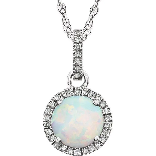 Necklaces TreasureFineJewelers 14K White Gold LabGrown Opal 110 CTW Natural Diamond 18 Necklace Necklaces TreasureFineJewelers 14K White Gold LabGrown Opal 110 CTW Natural Diamond 18 Necklace