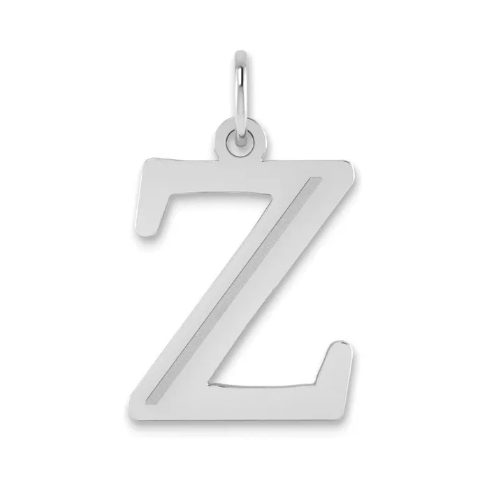 Necklaces TreasureFineJewelers 14k White Gold Polished Etched Letter Z Initial Pendant Necklaces TreasureFineJewelers 14k White Gold Polished Etched Letter Z Initial Pendant