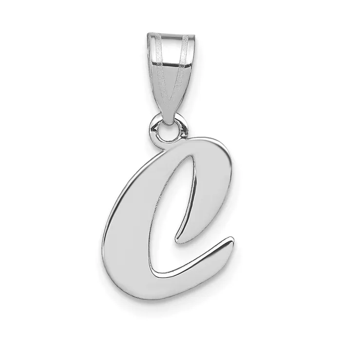 Necklaces TreasureFineJewelers 14k White Gold Polished Script Letter C Initial Pendant Necklaces TreasureFineJewelers 14k White Gold Polished Script Letter C Initial Pendant