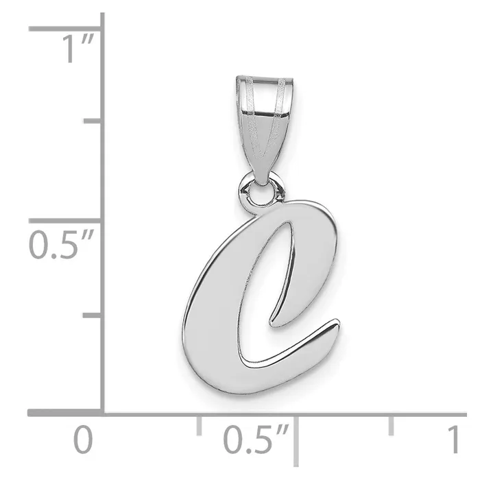 Necklaces TreasureFineJewelers 14k White Gold Polished Script Letter C Initial Pendant