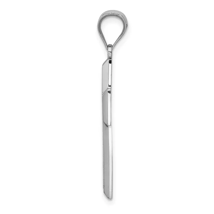 Necklaces TreasureFineJewelers 14K White Gold Polished Textured Cross Pendant