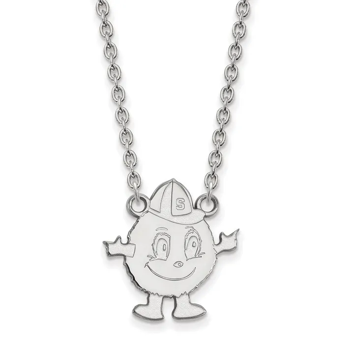 Necklaces TreasureFineJewelers 14K White Gold Syracuse University Large Pendant with Necklace Necklaces TreasureFineJewelers 14K White Gold Syracuse University Large Pendant with Necklace