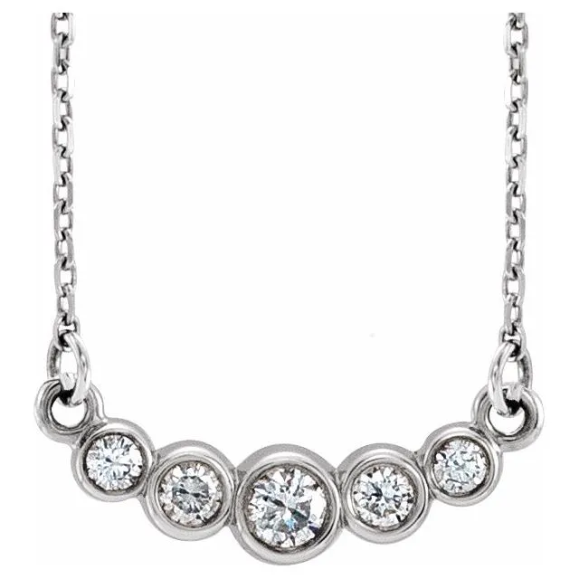 Necklaces TreasureFineJewelers 14K White Graduated BezelSet 15 CTW Diamond 1618 Necklace Necklaces TreasureFineJewelers 14K White Graduated BezelSet 15 CTW Diamond 1618 Necklace