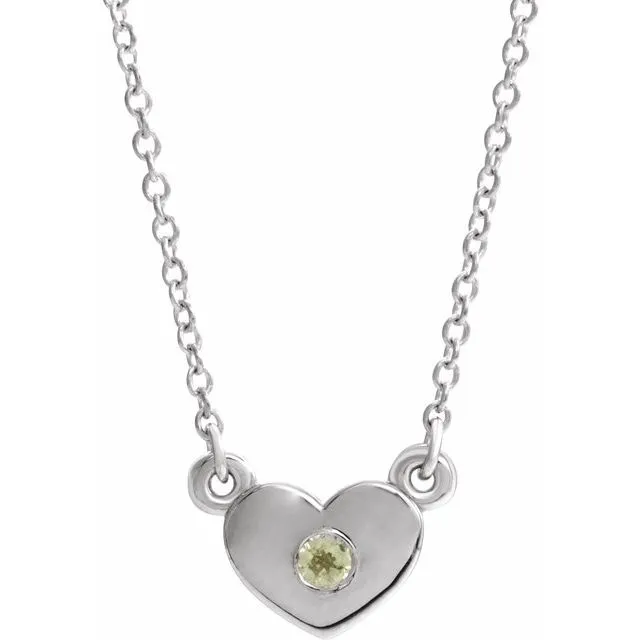 Necklaces TreasureFineJewelers 14K White Peridot Heart 16 Necklace