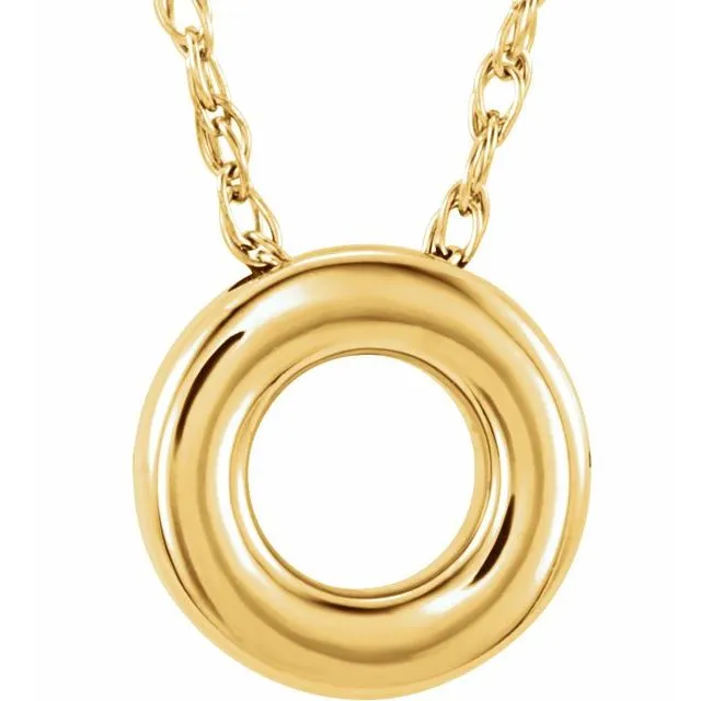 Necklaces TreasureFineJewelers 14K Yellow 10 mm Circle 18 Necklace