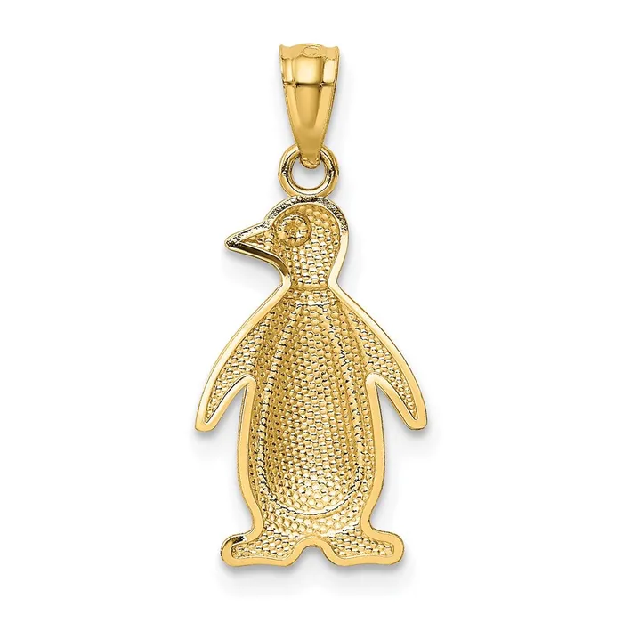 Necklaces TreasureFineJewelers 14K Yellow and White Gold PolishedTextured Penguin Pendant