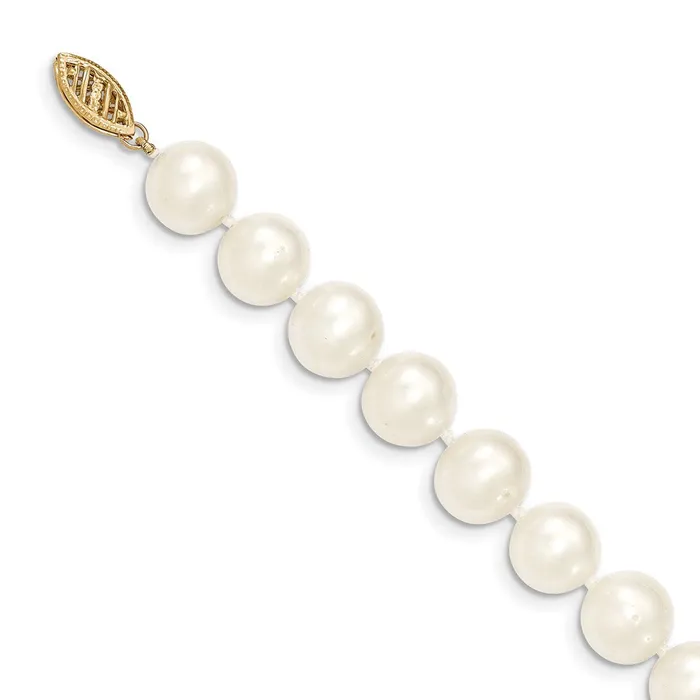 Necklaces TreasureFineJewelers 14k Yellow Gold 14k 910mm White Near Round Freshwater Cultured Pearl Necklace Chain