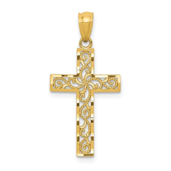 Necklaces TreasureFineJewelers 14k Yellow Gold Cross Pendant
