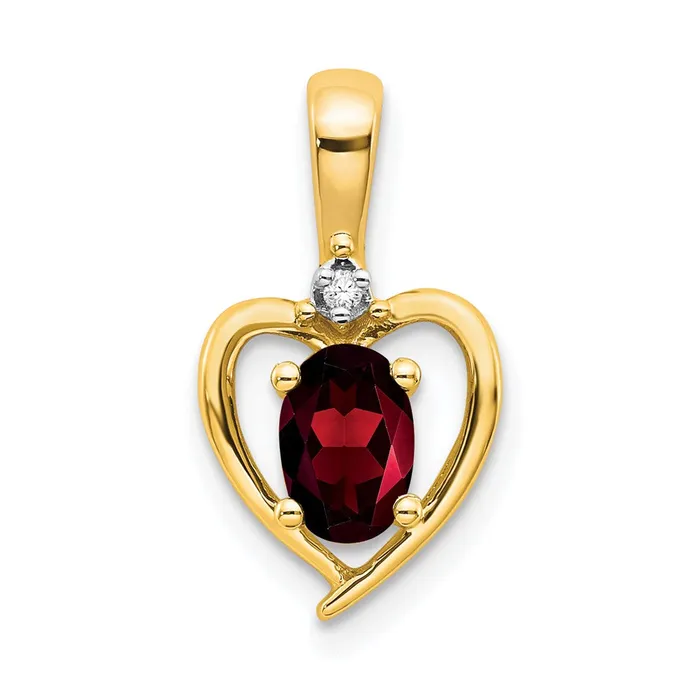 Necklaces TreasureFineJewelers 14k Yellow Gold Garnet and Diamond Heart Pendant Necklaces TreasureFineJewelers 14k Yellow Gold Garnet and Diamond Heart Pendant