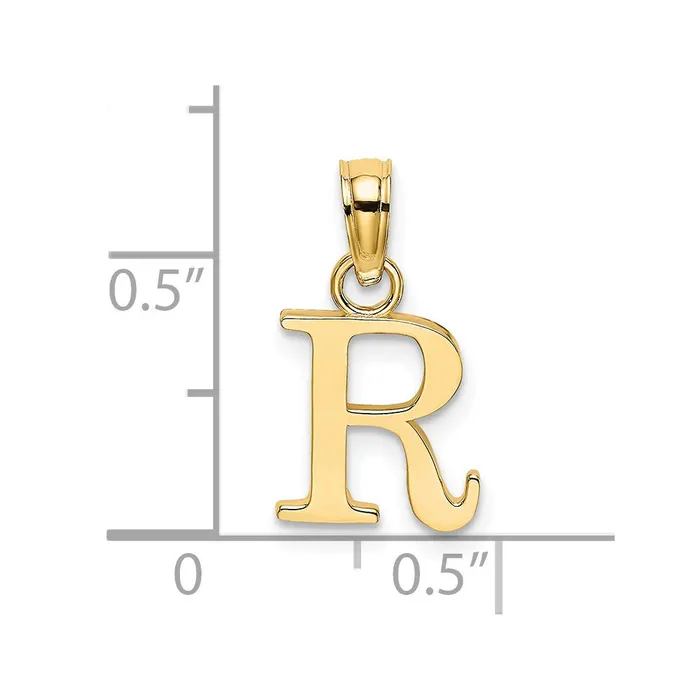 Necklaces TreasureFineJewelers 14k Yellow Gold Polished Block Letter R Initial Pendant