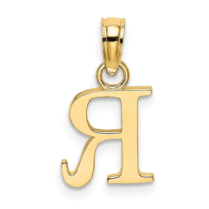 Necklaces TreasureFineJewelers 14k Yellow Gold Polished Block Letter R Initial Pendant