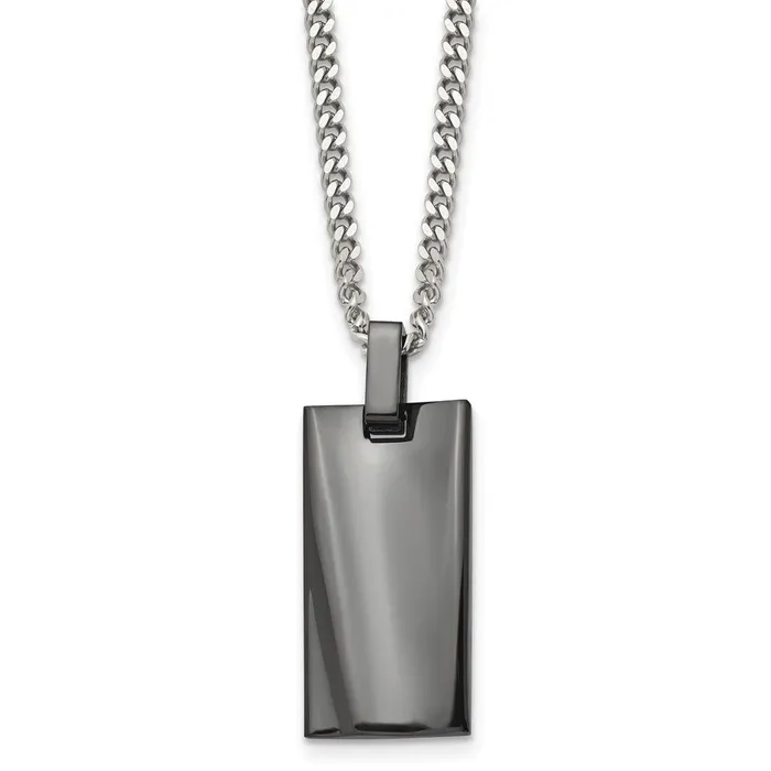 Necklaces TreasureFineJewelers Chisel Stainless Steel Polished Black IPplated Rectangle Dog Tag on a 22 inch Curb Chain Necklace Necklaces TreasureFineJewelers Chisel Stainless Steel Polished Black IPplated Rectangle Dog Tag on a 22 inch Curb Chain Necklace