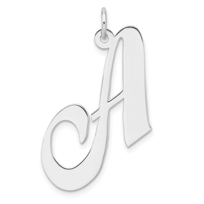 Necklaces TreasureFineJewelers Large Sterling Silver Rhodiumplated Fancy Script Letter A Initial Charm Necklaces TreasureFineJewelers Large Sterling Silver Rhodiumplated Fancy Script Letter A Initial Charm