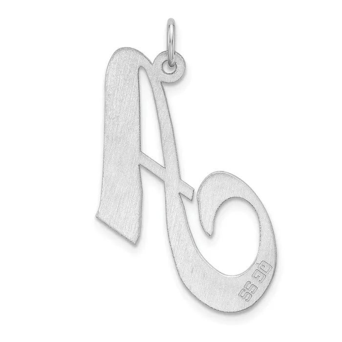 Necklaces TreasureFineJewelers Large Sterling Silver Rhodiumplated Fancy Script Letter A Initial Charm