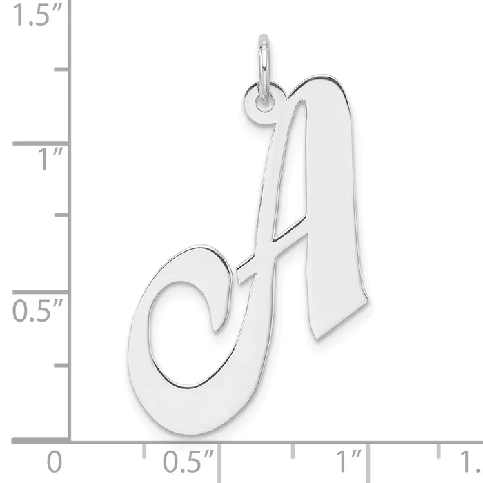 Necklaces TreasureFineJewelers Large Sterling Silver Rhodiumplated Fancy Script Letter A Initial Charm