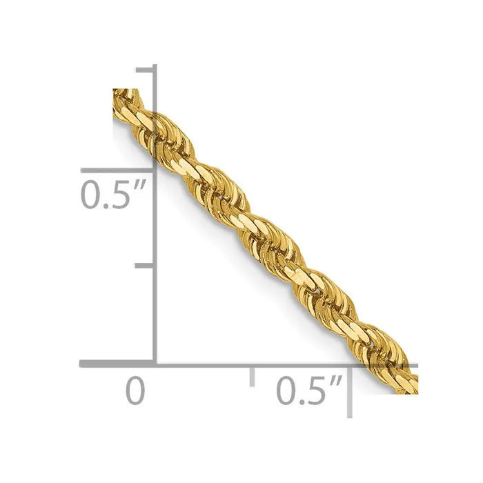 Necklaces TreasureFineJewelers Leslies 14K 275mm DiamondCut Lightweight Rope Chain