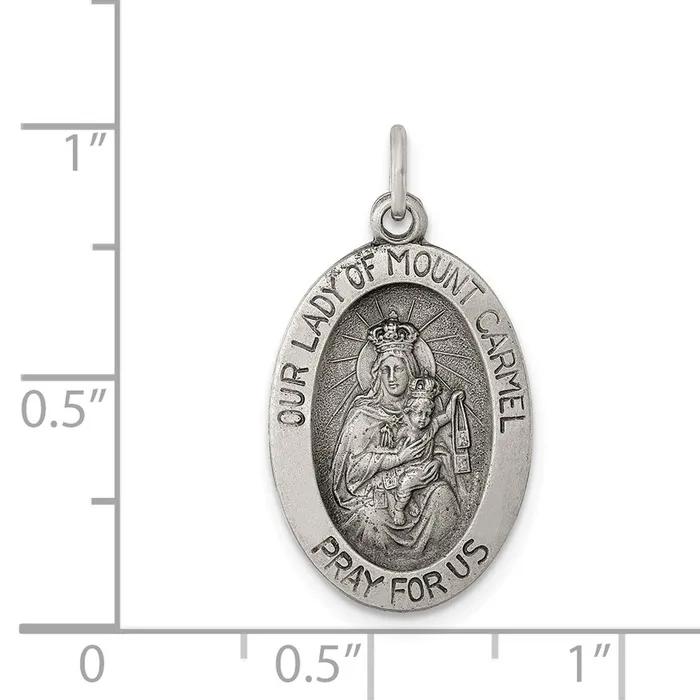 Necklaces TreasureFineJewelers Sterling Silver Antiqued Our Lady of MtCarmel Medal