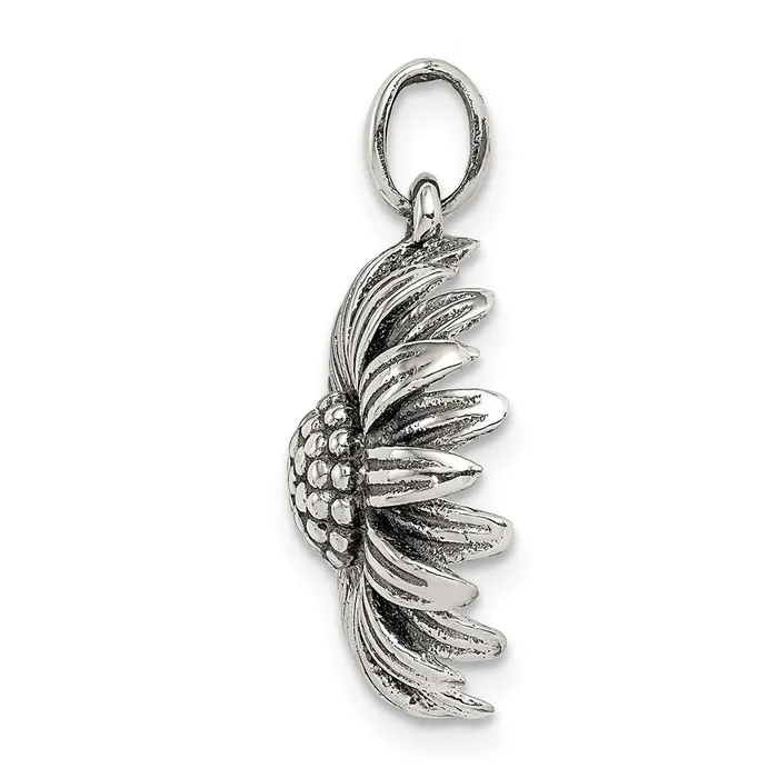 Necklaces TreasureFineJewelers Sterling Silver Antiqued Sunflower Pendant