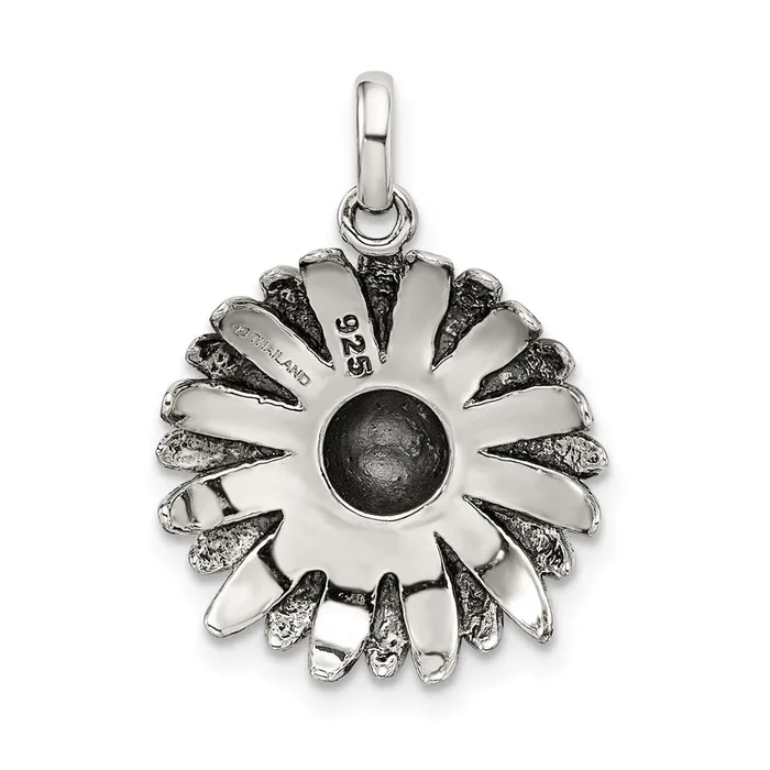 Necklaces TreasureFineJewelers Sterling Silver Antiqued Sunflower Pendant
