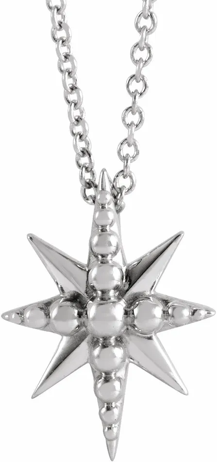 Necklaces TreasureFineJewelers Sterling Silver Beaded Starburst 1618 Necklace Necklaces TreasureFineJewelers Sterling Silver Beaded Starburst 1618 Necklace