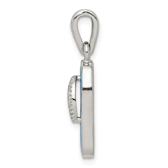 Necklaces TreasureFineJewelers Sterling Silver Created Blue Inlay Opal Sandal Pendant