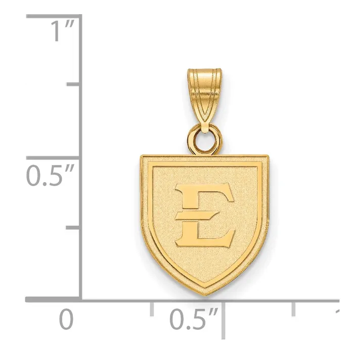 Necklaces TreasureFineJewelers Sterling Silver Goldplated East Tennessee State University Letter E Shield Small Pendant
