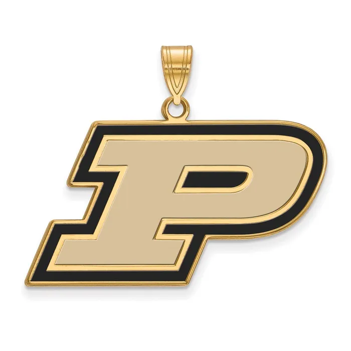 Necklaces TreasureFineJewelers Sterling Silver Goldplated Purdue University Letter P Large Enameled Pendant Necklaces TreasureFineJewelers Sterling Silver Goldplated Purdue University Letter P Large Enameled Pendant