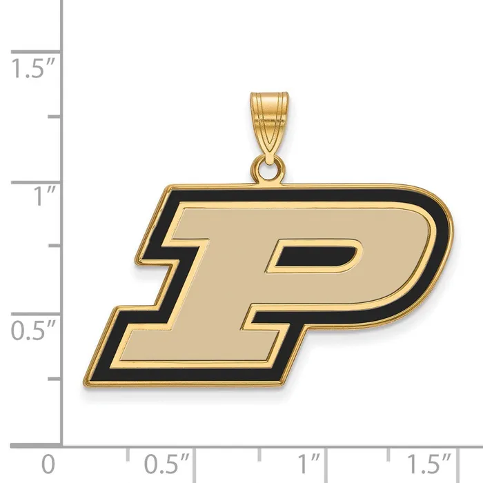 Necklaces TreasureFineJewelers Sterling Silver Goldplated Purdue University Letter P Large Enameled Pendant