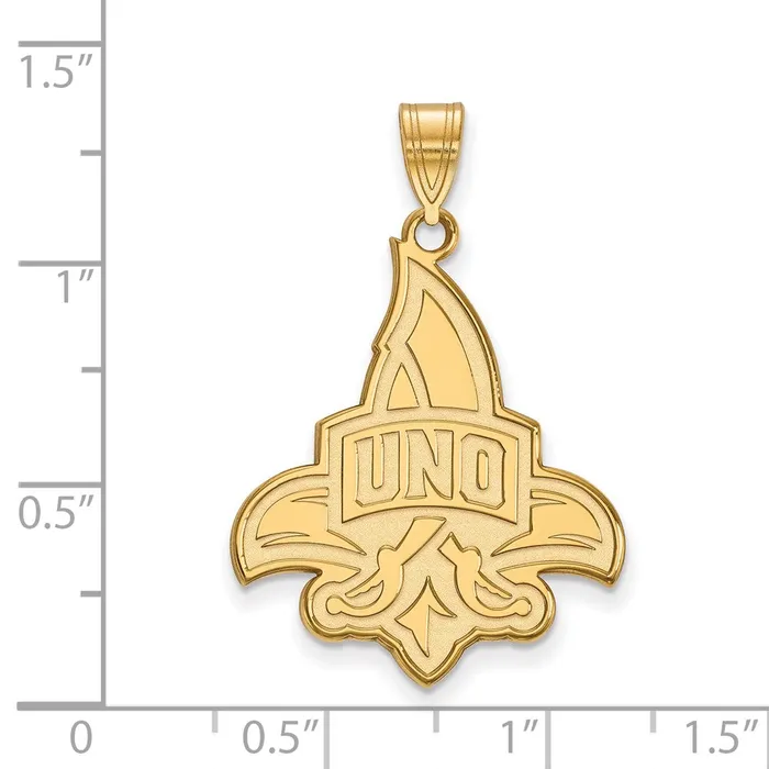 Necklaces TreasureFineJewelers Sterling Silver Goldplated University of New Orleans UNO Extra Large Pendant