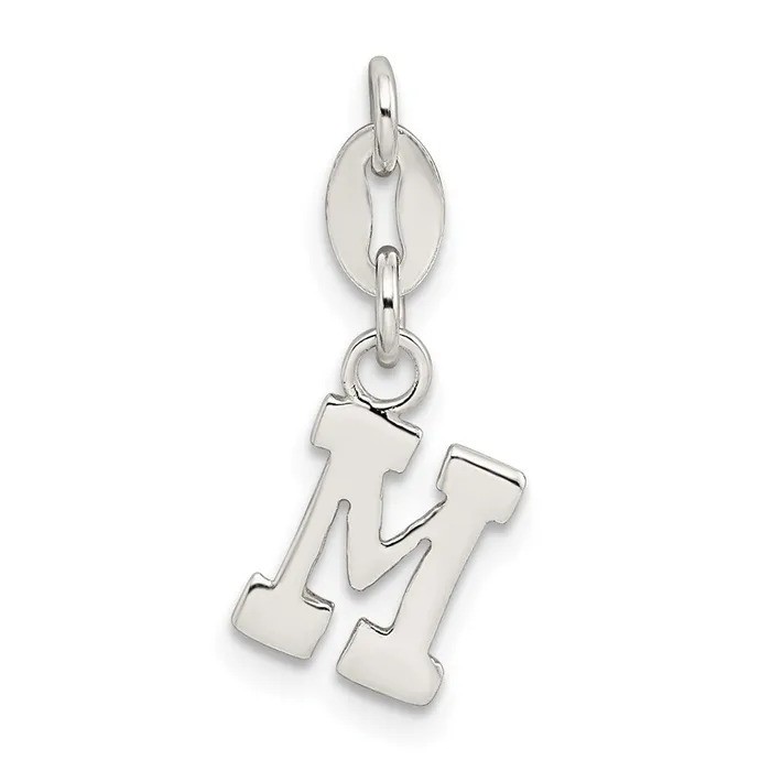 Necklaces TreasureFineJewelers Sterling Silver Letter M Initial Charm