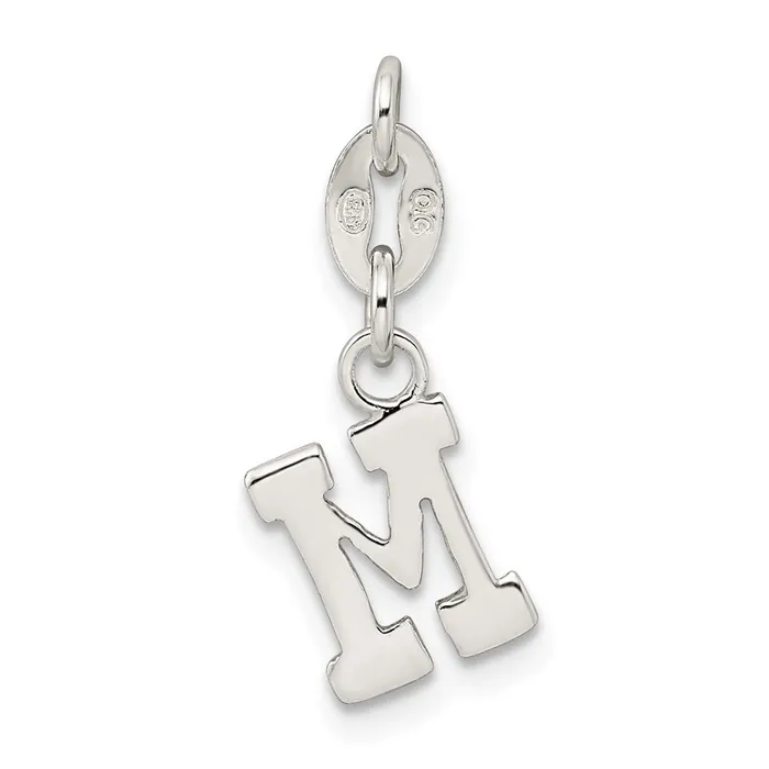 Necklaces TreasureFineJewelers Sterling Silver Letter M Initial Charm