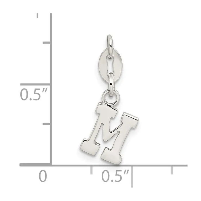 Necklaces TreasureFineJewelers Sterling Silver Letter M Initial Charm