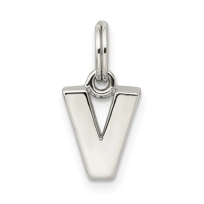 Necklaces TreasureFineJewelers Sterling Silver Letter V Initial Charm