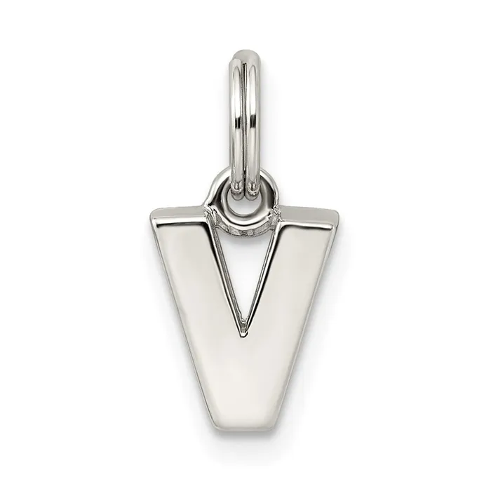 Necklaces TreasureFineJewelers Sterling Silver Letter V Initial Charm